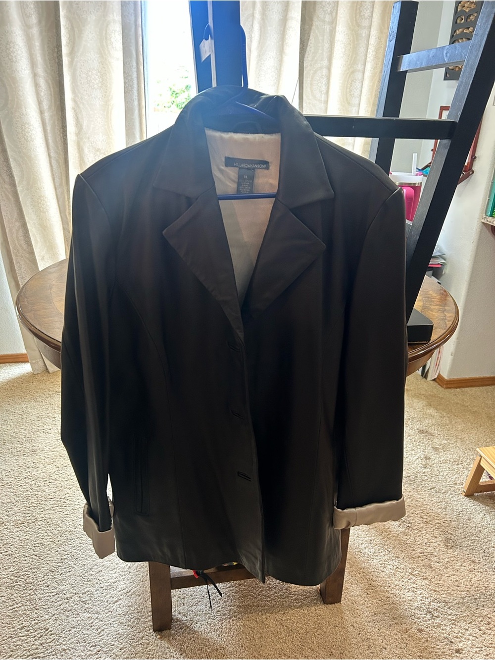Classic Espresso Brown Leather Women’s Blazer Jacket